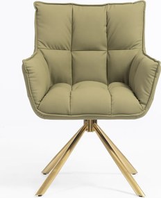 HR560 BAZĂ STEA Scaun Khaki Piele Ecologica Premium Soft cu Bază Aurie