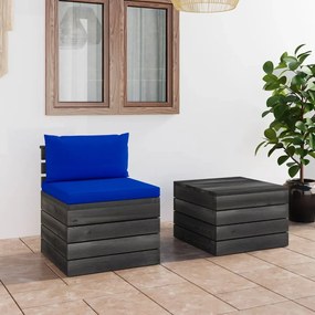 3061669 vidaXL Set mobilier grădină din paleți, 2 piese, cu perne, lemn de pin