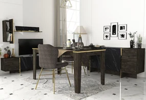 Mobilier living Vivaldi (Negru + Auriu). 1073516