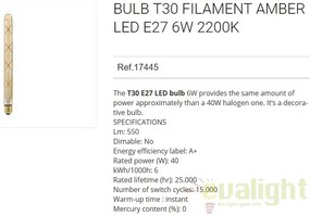 Bec LED decorativ E27 AMBER 6W 2200K 17445