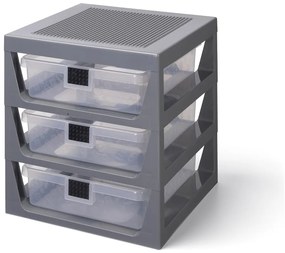 Organizator de depozitare cu 3 sertare LEGO®, gri