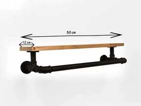 Suport prosop din lemn-metal Industrial Homs 50x12 cm