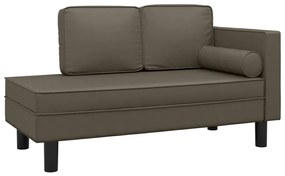 340698 vidaXL Șezlong cu perne și suport, gri, piele artificială