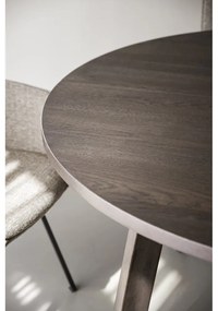 Masă de dining maro închis rotundă extensibilă cu aspect de lemn de stejar ø 130 cm Glenside – Rowico
