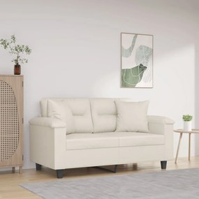 3153294 vidaXL Canapea cu 2 locuri, perne&pernuțe crem 120 cm piele ecologică