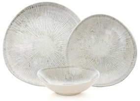 Set de veselă 24 piese, gri, din porțelan