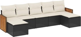 vidaXL Set canapele de grădină cu perne, 7 piese, negru, poliratan