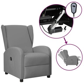 3098952 vidaXL Fotoliu electric rabatabil spătar aripi, gri, piele ecologică
