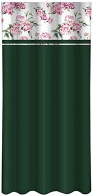 Draperie elegantă de culoare verde închis cu imprimare de bujori Lățime: 160 cm | Lungime: 250 cm