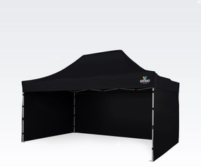 Cort pavilion pliabil 3x4,5m - cu 3 pereți - Negru