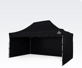 Cort pavilion pliabil 3x4,5m - cu 3 pereți - Negru