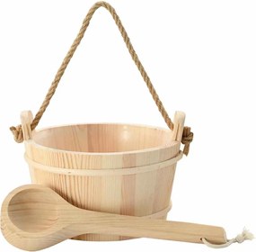 vidaXL Căldare pentru Sauna 2 pcs Maro Lemn de pin solid și cânepă