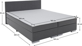 Pat Boxspring, gri, 160x200, ADARA