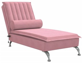 379462 vidaXL Șezlong de masaj cu suport sprijin, roz, catifea