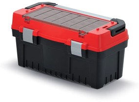 Cutie pentru scule cu mâner și încuietori din aluminiu 54,8 x 27,4 x 28,6 cm, cutii, roșu