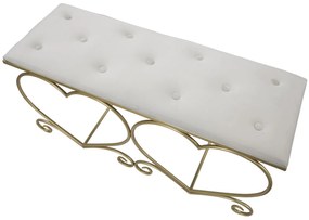 Mauro Ferretti Bancă Heart Crem, Dimensiuni: 105X37,5X51,5 cm. | Aosom Romania