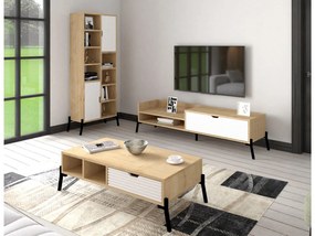 Set mobilier living Tretsilla (Stejar zafir + alb + negru). 1107151