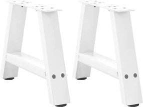 vidaXL Picioare pentru măsuță de cafea în formă de A, 2 buc., alb, 50x(30-31) cm, oțel