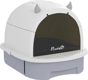 PawHut Litieră cu Capac, Tavă pentru Nisip tip Sertar cu Filtru de Carbon și Lopățică, 40,5x52x39 cm, Gri | Aosom Romania