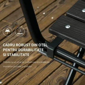 Outsunny Set Mobilier de Grădină 3 Piese pentru Terasă, Oțel și HDPE, Design Modern, Gri Închis | Aosom Romania