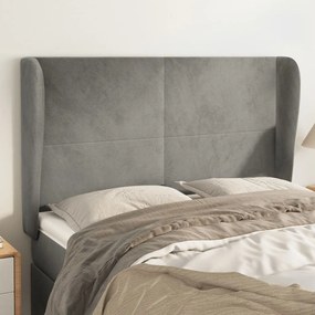 vidaXL Tăblie de pat cu aripioare gri deschis 147x23x118/128cm catifea