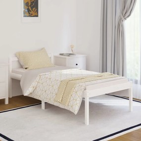 810580 vidaXL Cadru de pat single, alb, 90x190 cm, lemn masiv de pin