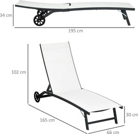 Outsunny Set de 2 Șezlonguri Rabatabile pe 5 Niveluri, Șezlonguri din Aluminiu și Țesătură Respirabilă, 66x165x102 cm, Albastru | Aosom Romania