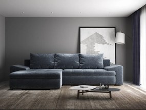 Colțar extensibil dumonde cu ladă de depozitare si sezut confortabil din spuma high-density, Leonardo Euphoria Grafit 260x185 cm