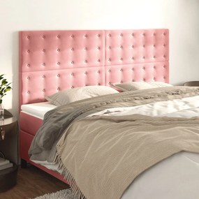 3116825 vidaXL Tăblii de pat, 4 buc, roz, 80x5x78/88 cm, catifea