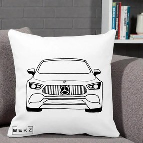 Perna Personalizata Mercedes-Benz Fata Linie, 40x40 cm, Alba Mata, Husa Detasabila, Perna Inclusa, BEKZ®