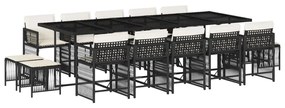 3211710 vidaXL Set mobilier de grădină cu perne, 15 piese, negru, poliratan