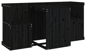 825062 vidaXL Set de balcon cu 2 locuri, negru, lemn masiv de pin