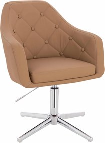 HR831CROSS Scaun Caramel Piele Ecologica Premium Soft cu Bază Cromata