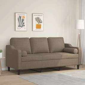 3153038 vidaXL Canapea cu 3 locuri cu perne&pernuțe gri taupe 180 cm textil