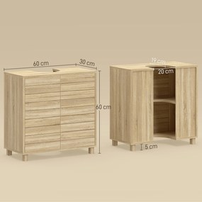 HOMCOM Dulap Sub Lavoar, Baie cu Raft Reglabil, Design Push-to-Open | Aosom Romania