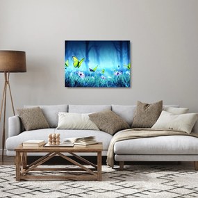 Tablou pe sticlă - Poiană mistică de pădure (70x50 cm)