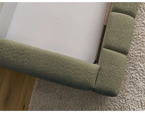 Pat matrimonial verde tapițat cu spațiu de depozitare cu somieră 180x200 cm Denali – Bobochic Paris