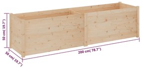 Jardiniera de gradina, 200x50x50 cm, lemn masiv de pin 1, Maro, Maro