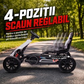 HOMCOM Go-Kart Electric Pentru Copii 3-8 Ani, 3-5 Km/h, Alb | Aosom Romania