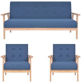 vidaXL Set de canapele, 3 piese, albastru, material textil