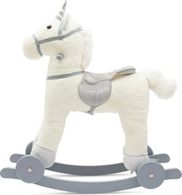 Baby Mix Jucărie balansoar cu melodie și roți Unicorn alb, 64 x 35 x 60 cm