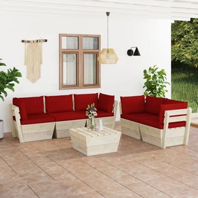 3063525 vidaXL Set mobilier grădină din paleți, 6 piese, cu perne, lemn molid