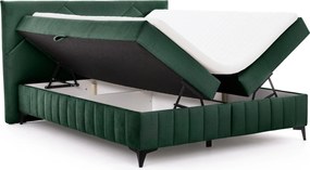 Pat boxspring Wasil 160x200 cu spațiu de depozitare - catifea verde hidrofobă Element 12