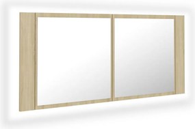 vidaXL Dulap de baie cu oglindă și LED, stejar Sonoma, 100x12x45 acril