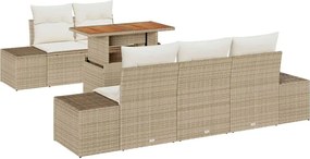 vidaXL Set de canapele pentru grădină 6 pcs Bej Rattan poli
