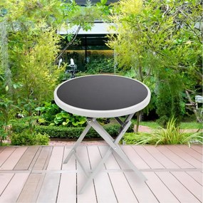 Masă bistro de grădină, pliabilă, Ø 45 cm, negru colorat