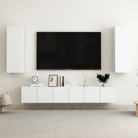 Set de dulapuri TV, 5 piese, alb extralucios, lemn prelucrat 1, Alb foarte lucios, 60 x 30 x 30 cm (3 pcs)
