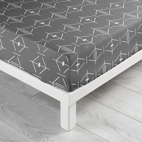 Cearceaf gri închis din bumbac cu elastic 140x190 cm Aristide – douceur d'intérieur