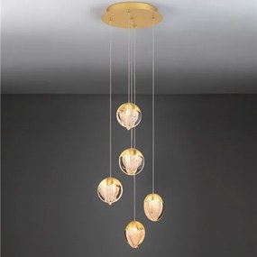 Lustra cu 5 pendule LED ALICIA auriu