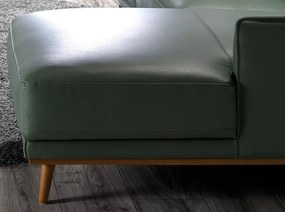 Coltar LUX design italian cu sezlong dreapta Cowhide verde